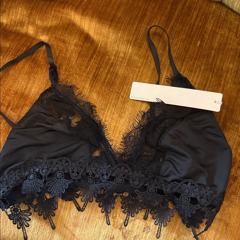 Line & Dot Black Lace Bralette